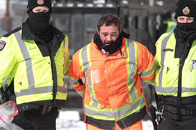 Police Break Up Ottawa Truck Protest : February 2022 : Personal Photo Projects : Photos : Richard Moore : Photographer